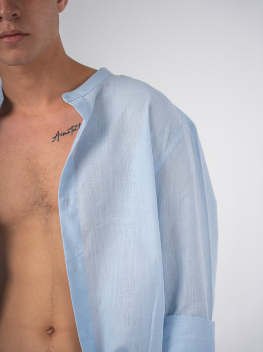 Premium Linen/Cotton Shirt- Sky Blue