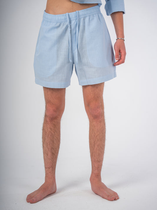 Premium Linen/Cotton Short- Sky Blue