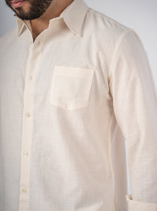 Premium Linen/Cotton Shirt- Ivory